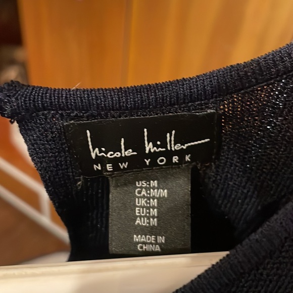 NWT - Nicole Miller New York knit maxi asymmetrical hem dress in navy - Picture 7 of 8